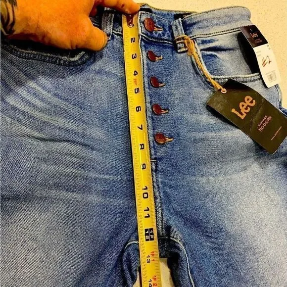 Lee Vintage Modern High Rise Flare Jeans 29x33 NWT Stretch Distressed Denim - Picture 10 of 12